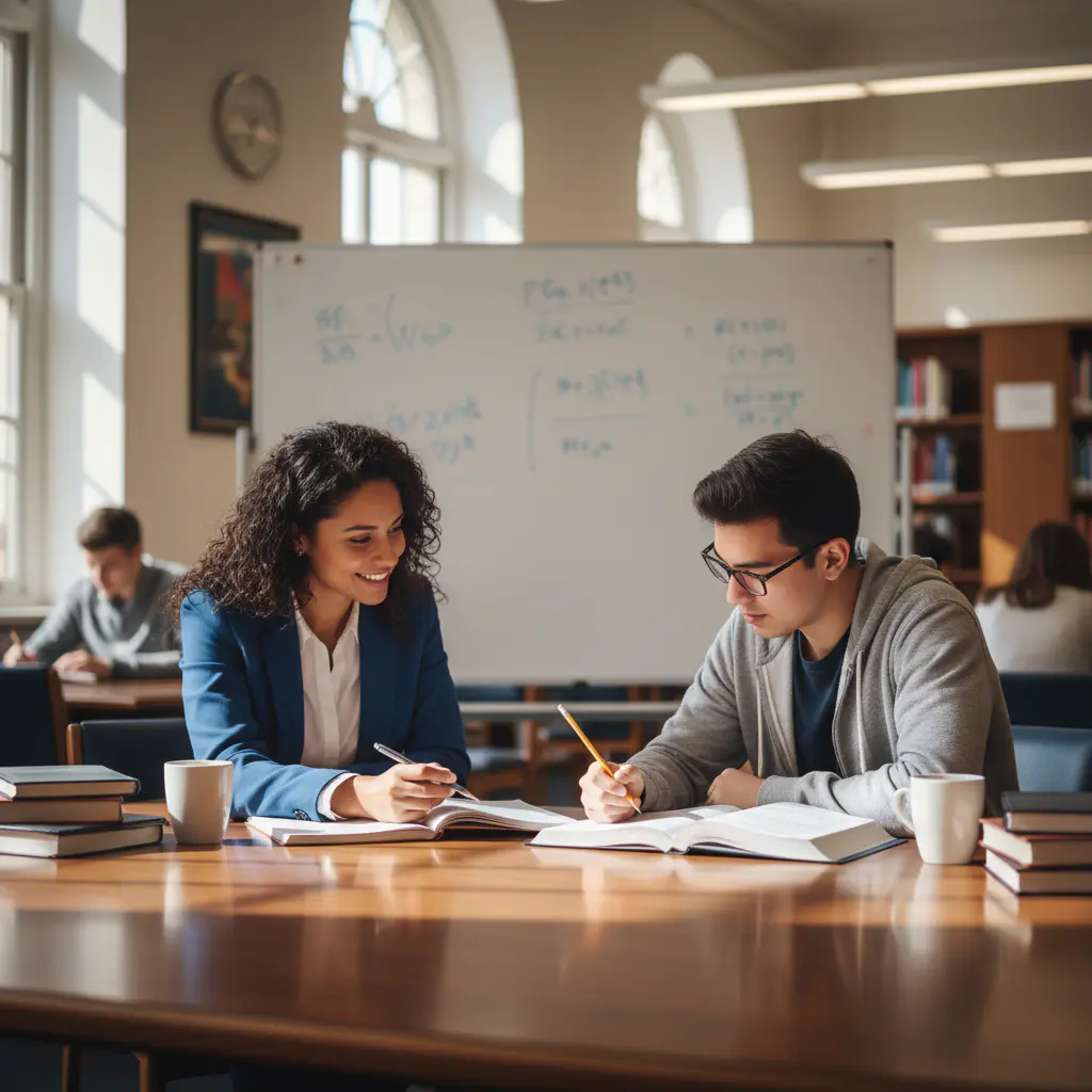 Tutor helping student